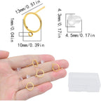 10pcs 10 mm Flat Round Earring Studs Brass Blank Earring Posts with Loop and 20pcs Clear Earring Safety Backs with a Box for DIY Earrings Jewelry Making Findings, Golden