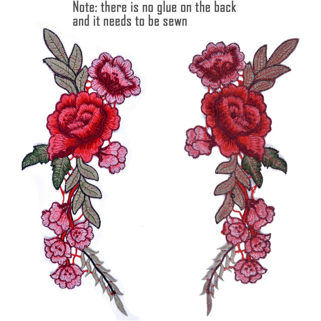 10 Pieces 5 Pairs Embroidered Patches Rose Flower Sew on Patch Applique for DIY Clothing, Jeans,Sewing