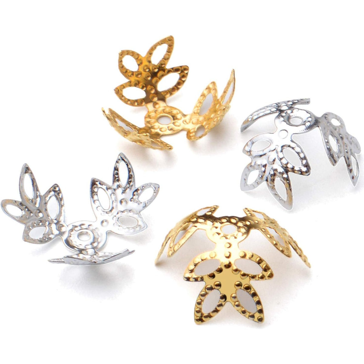 200pcs Metal Flower Filigree Bead Caps Spacer Caps for Bracelet Earring Jewelry Crafts Making