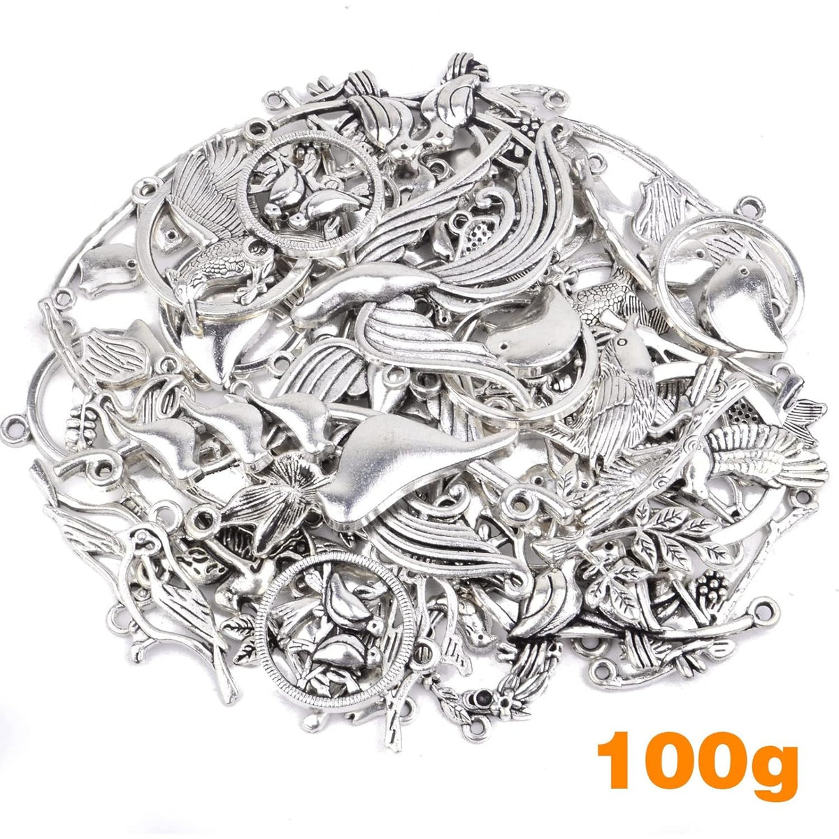 100 Gram Mixed Styles Bird Charms Tibetan Alloy Hummingbird Pigeon Swallow Pendants Vintage Animal Charms for DIY Necklace Bracelet Jewelry Making