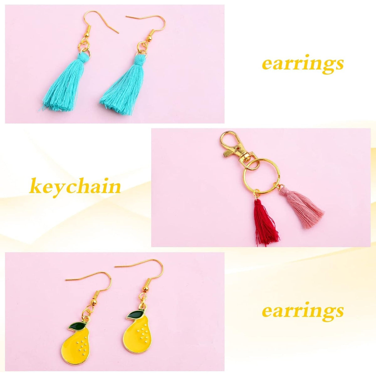 60pcs Multi-Colored Mini Tassel Charms Silky Handmade Tassels Pendant with 60pcs Golden Plated Earring Hooks and 60pcs Jump Rings for DIY Earring Bookmarks Jewelry Craft Making