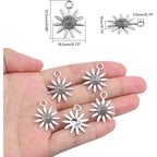 60 Pieces Antique Silver Lovely Sunflower Shaped Charms Vintage Alloy Daisy Flower Dangle Pendants Findings for DIY Necklace Bracelet Earrings Jewelry Making