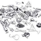42pcs Tibetan Silver Pendants Wine Bottle Barrel Glass Opener Grape Antique Wine Charms Accessories Jewelry Findings for DIY Necklace Bracelet