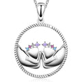 Mother Necklace 925 Sterling Silver Round Feet Mom Hold Feet Pendant Necklace with Colorful Cubic Zirconia Mother's Day Gifts for New Mom Wife
