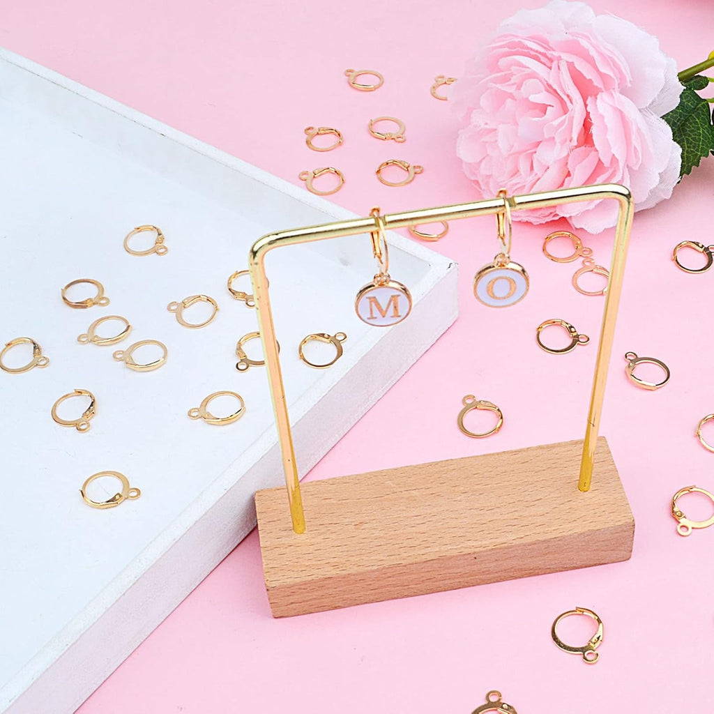 Hypoallergenic Earring Hooks, 120 Pieces Brass Lever Back Earring Round French Hook Ear Wire with Open Loop for Earring Designs Jewelry Making - 4 Colors