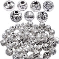100g (About 40-60pcs) Antique Silver Spacer Beads Small Round Tibetan Loose Beads for Bracelet Necklace Jewelry Making,8-12mm