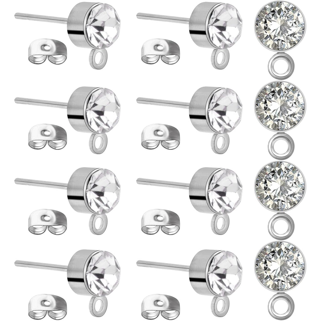 100pcs 5mm Rhinestone Earring Studs & Backs for DIY Jewelry Making