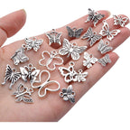 60pcs Silver Butterfly Charms Tibetan Butterfly Shape Alloy Pendants Insect Charms for DIY Necklace Bracelet Earrings Jewelry Making