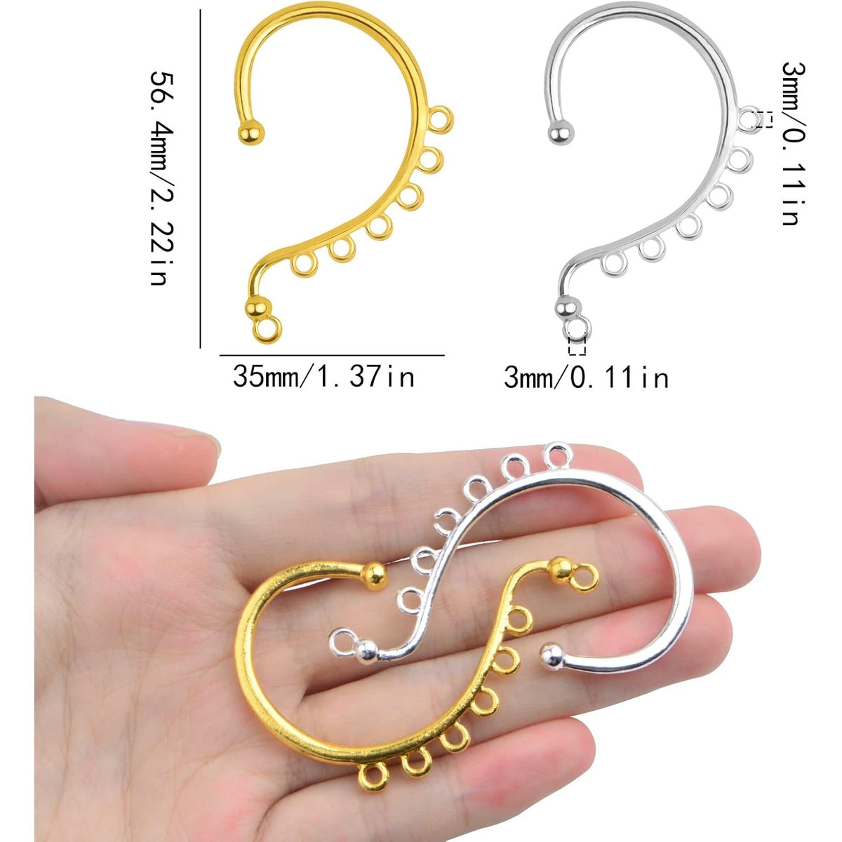 20 Pieces Vintage Ear Cuffs Hooks Climber Cartilage Earrings Ear Cuff Dangle Wrap Crawler Earring Hoop for Women Gifts DIY Earrings Jewelry Making, 2 Colors
