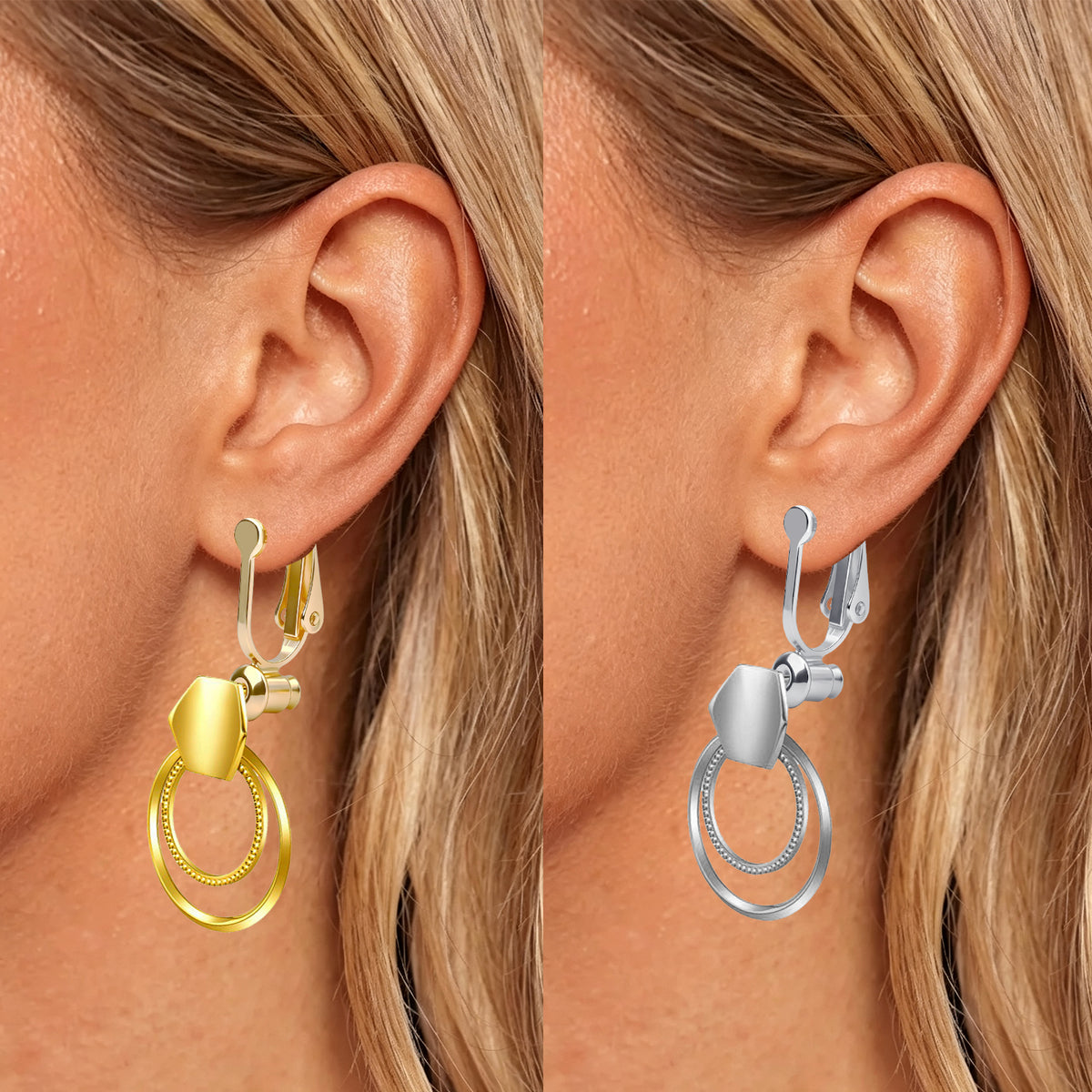 20 Pieces Earring Clip Backs Clip-on Earring Converter Components Findings with Post for None Pierced Ears, Silver and Gold