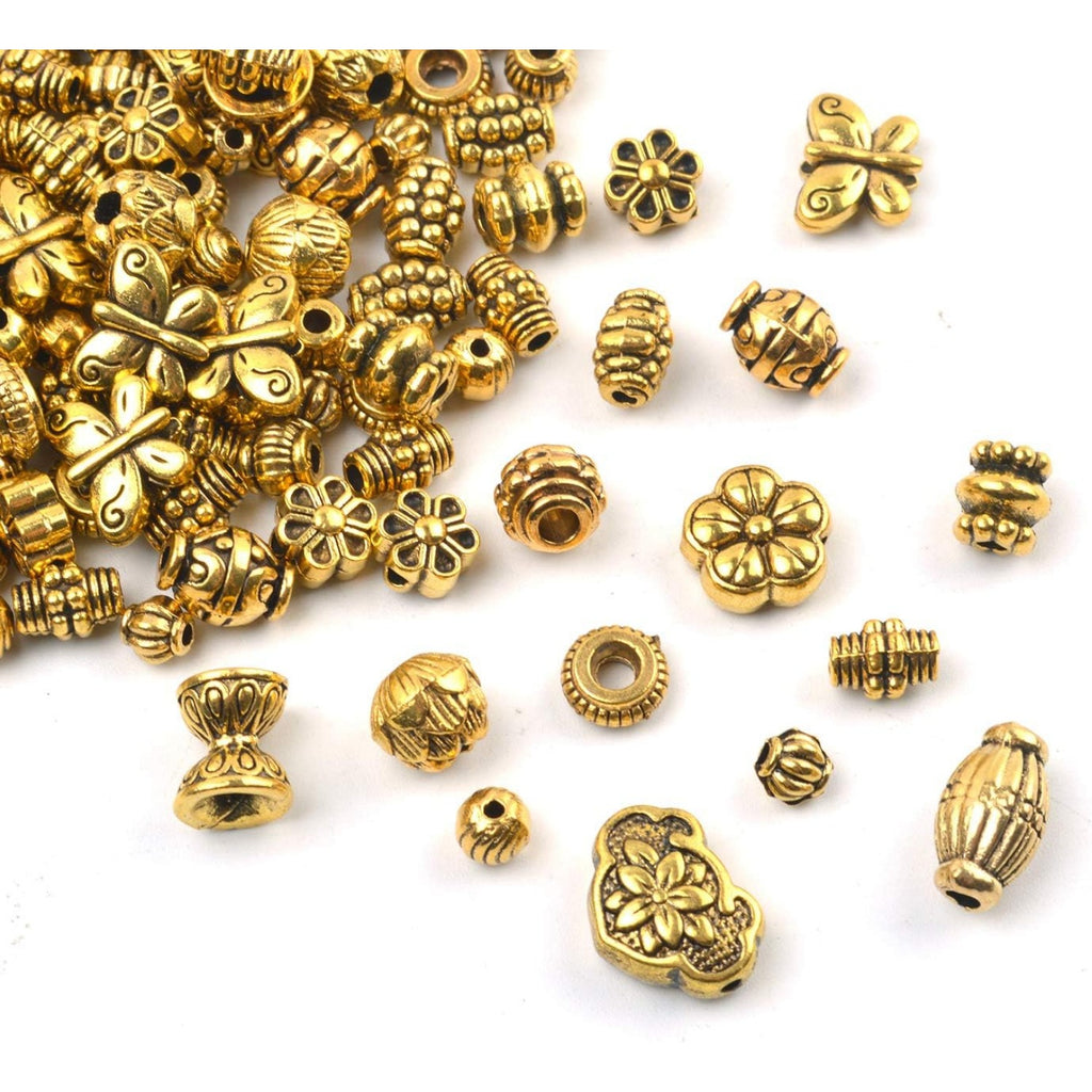 100 Gram(About 150-200pcs) Antique Gold Spacer Beads Charm Bead Spacers Jewelry Findings Accessories for Bracelet Necklace Jewelry Making