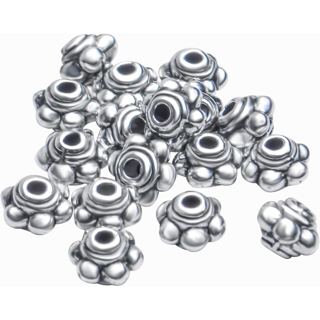 200pcs Antiqued Silver Spacer Beads Tibetan Round Spacer Bead Charms Jewelry Spacers for Bracelet Necklace Crafts Supplies,5×4mm