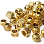 60pcs Antique Gold Spacers Beads Tibetan Large Hole Spacers Round Tube Beads European Rondelle Spacers for Necklace Bracelet DIY Jewelry Crafts Making