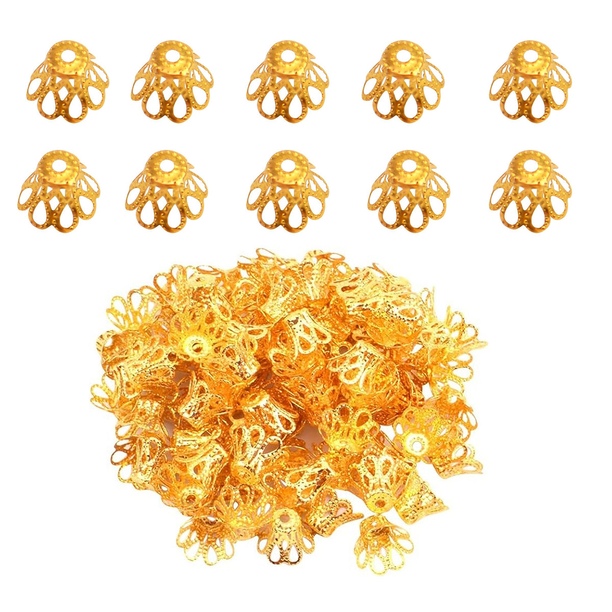 600pcs 3 Sizes Flower Bead Caps, 2 Colors, Elegant DIY Jewelry Making, Female Birthday Occasion