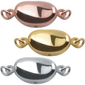 3 Pieces Pearl Locking Necklace Clasps Brass Oval Clasp Converter Closures Connector Chain Extenders for Necklace Bracelet Anklet Jewelry Making, 3 Colors