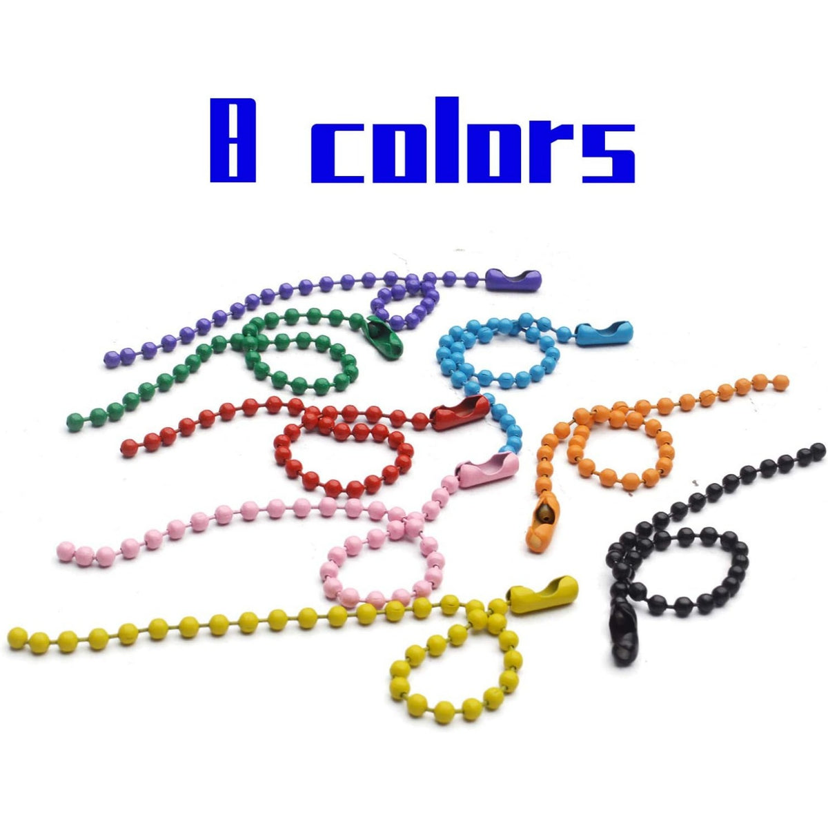Ball Bead Chains,80pcs 2.4mm Diameter 120mm Long Metal Ball Bead Chains Small Ball Bead Chains Metal Pull Chain Extension with Matching Connectors Jewelry Accessories for Keychains Tags,8 Colors