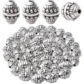 50pcs Alloy Antique Silver Bicone Spacer Beads Tibetan Beads Loose Spacer Bead Jewelry Spacer Charms with A Box for Earring Bracelet DIY Jewelry Crafts Making