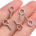 Small Eye Hooks,100pcs 13x7mm Mini Eye Pins Eye Screw Hooks Metal Eyelets Screw Eye Lags for Resin Jewelry Bead Plastic Wood