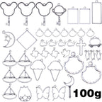 100g Antique Silver Bezel Charms Pendants Alloy Open Back Bezel Blanks Hollow Pressed Flower Frame Pendant Resin Molds for DIY Jewelry Crafts Making Necklace Earrings, Mixed Styles