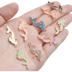 Enemal Mermaid Charms, 30pcs Gold Plated Oil Drip Enamel Pendants for Jewelry Making, Bracelets, Necklace Craft Supplies, 13 * 29mm
