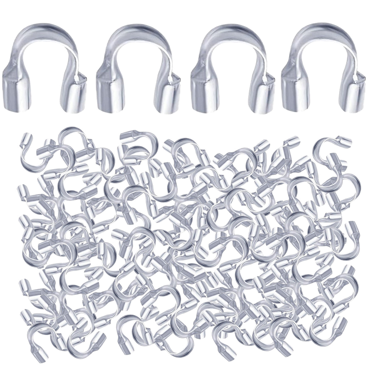 600pcs Wire Guardian U-Shaped Wire Guard Loops Wire Cable Thread Protectors with a Box Accessories for DIY Craft Earring Bracelet Necklace Jewelry Making, 6 Colors