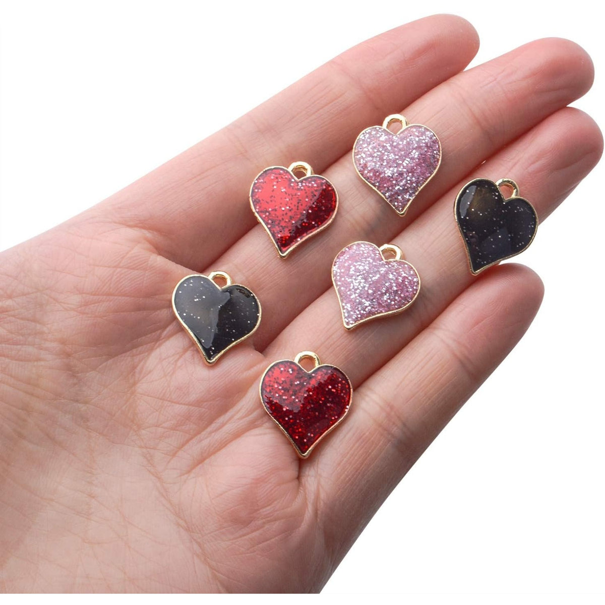 30pcs Heart Charms Enamel Heart Beads Charms Jewelry Charm Pendants with A Box for Necklace Bracelet Jewelry Making DIY Crafting,17×15×2mm