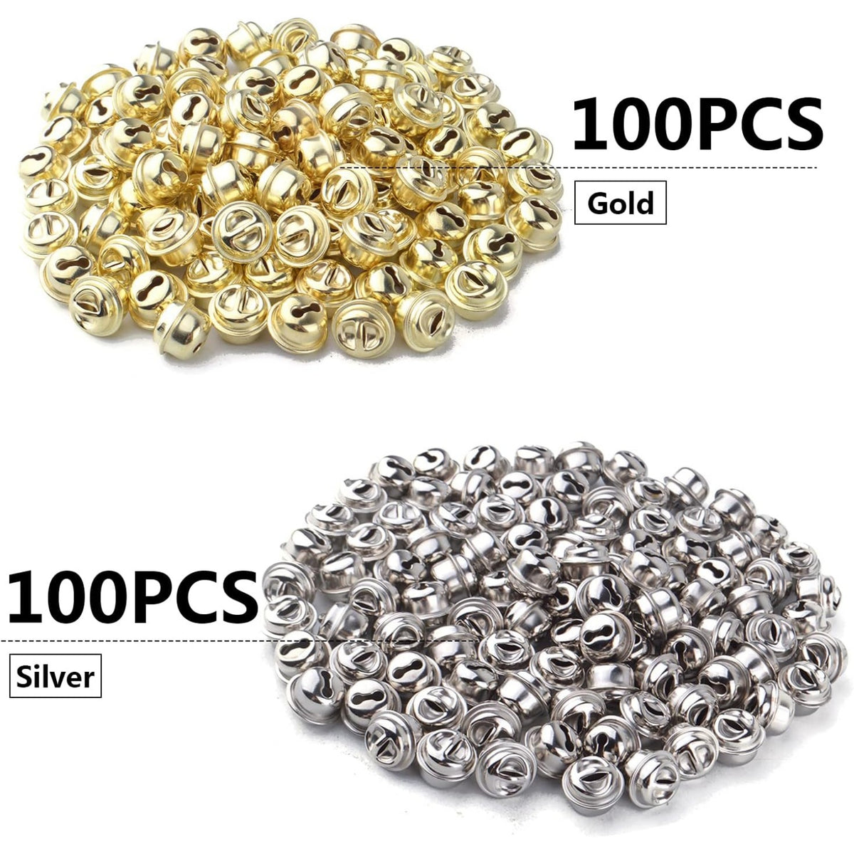 200pcs Jingle Bells,Metal Christmas Mini Bells Craft Bells Bulk for Pet Dog Cat Pendants Christmas Party Festival Decoration and Home Decoration