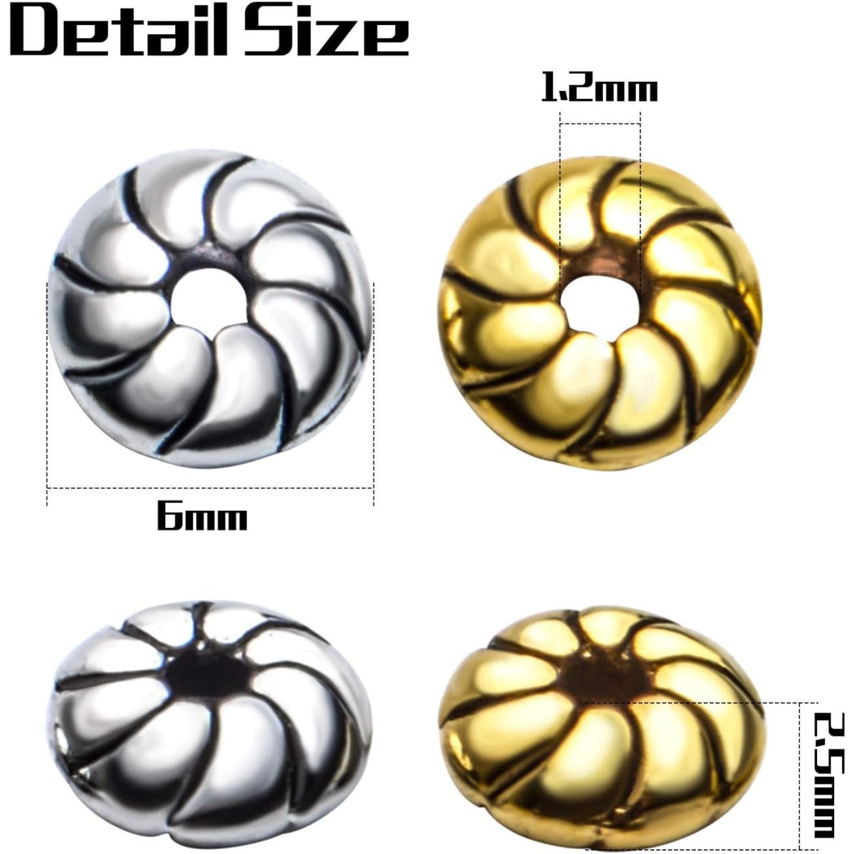 Flat Round Spacer Beads, 200pcs 6mm Tibetan Alloy Spacer Beads Flat Round Spacer Beads Jewelry Findings Accessories for Bracelet Necklace Jewelry Making, Antique Golden and Antique Silver