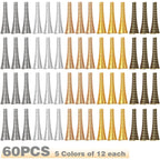 60pcs 30 mm Long Spring Cone Bead Caps Alloy Trumpet Shape Wrap Coil Spring Beads Stoppers for DIY Earrings Tassel Crafts Jewelry Making Supplies Accessories, 5 Colors