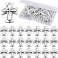 50pcs Antique Silver Cross Spacer Beads Tibetan Alloy Cross Crucifix Charm Beads with A Box Craft Supplies for DIY Jewelry Bracelet Jewelry Making, 13 mm × 11 mm