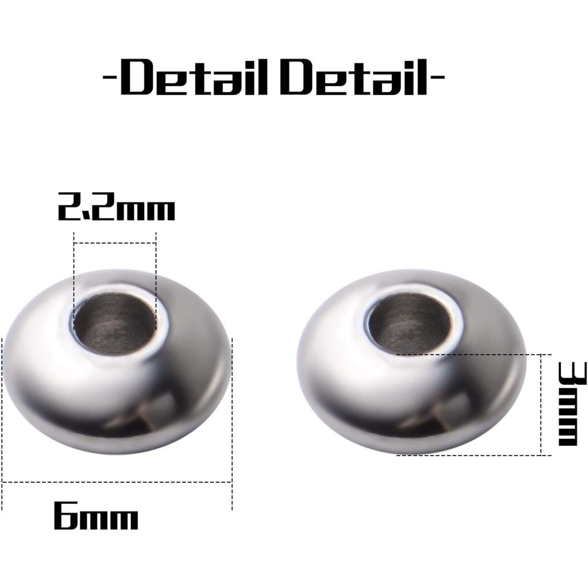 100pcs Stainless Steel Round Spacer Bead Smooth Beads Saucer Spacers Jewelry Spacer Charms for DIY Earring Necklace Bracelet Jewelry Crafts Making