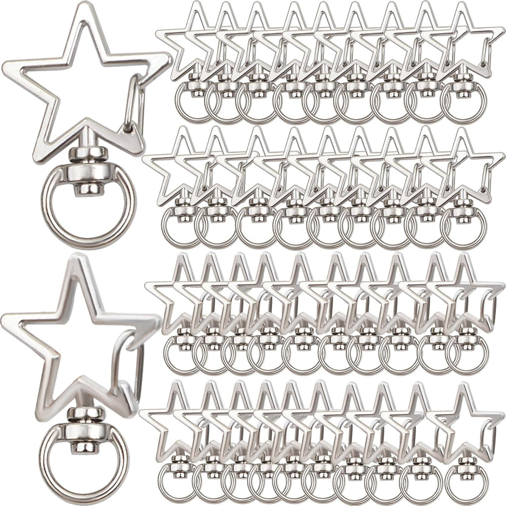 40 Pieces Star Shape Swivel Lobster Claw Clasps Silver Zinc Alloy Snap Hook Keychains Clips DIY Keyrings Accessories for Backpacks Bags Jewelry Making Craft Supplies