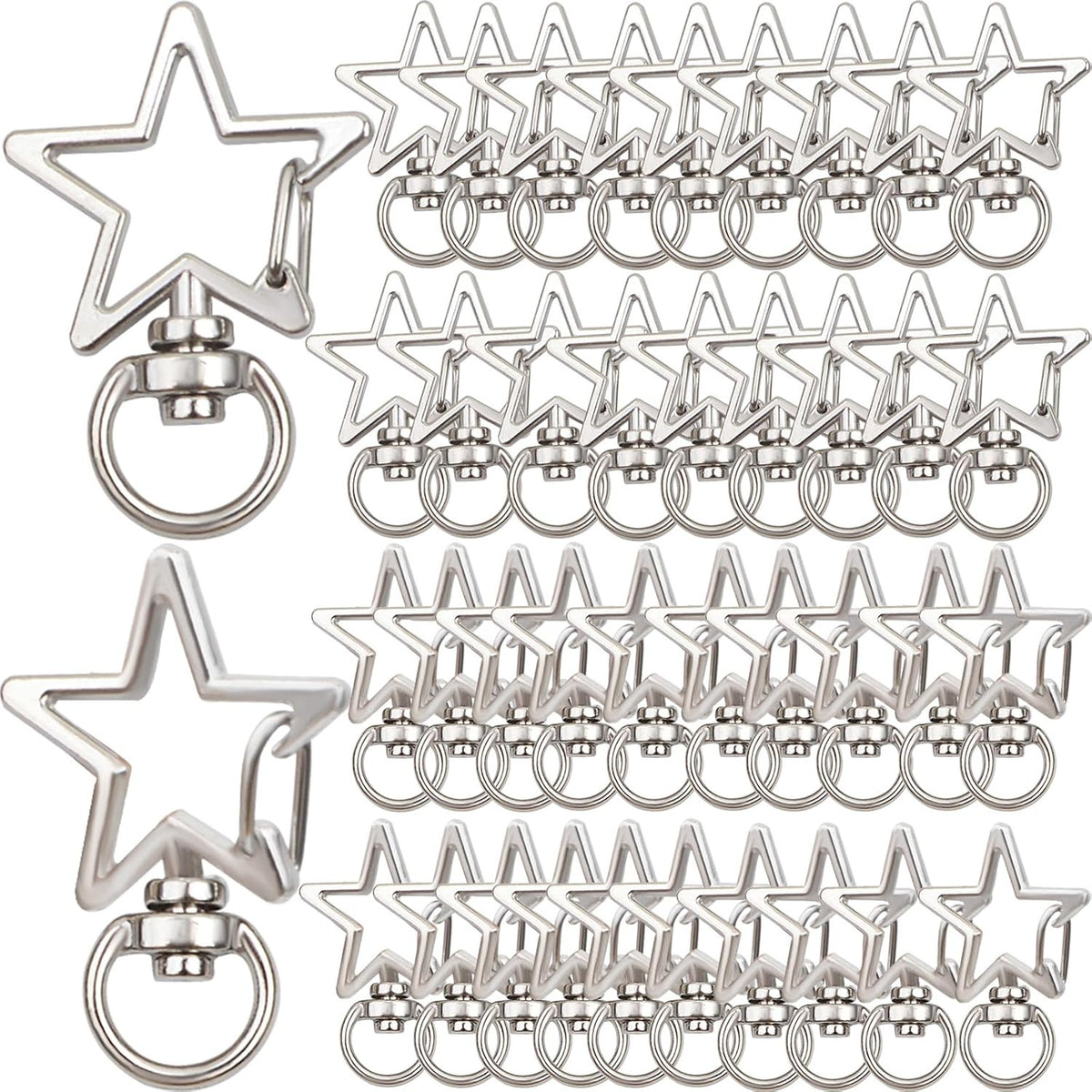 40 Pieces Star Shape Swivel Lobster Claw Clasps Silver Zinc Alloy Snap Hook Keychains Clips DIY Keyrings Accessories for Backpacks Bags Jewelry Making Craft Supplies