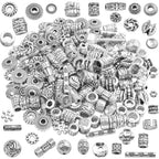 100 Gram Tibetan Antique Silver Spacer Beads Random Mixed Styles Alloy Flower Round Cone Column Loose Spacer Beads Accessories for DIY Crafts Jewelry Making Supplies