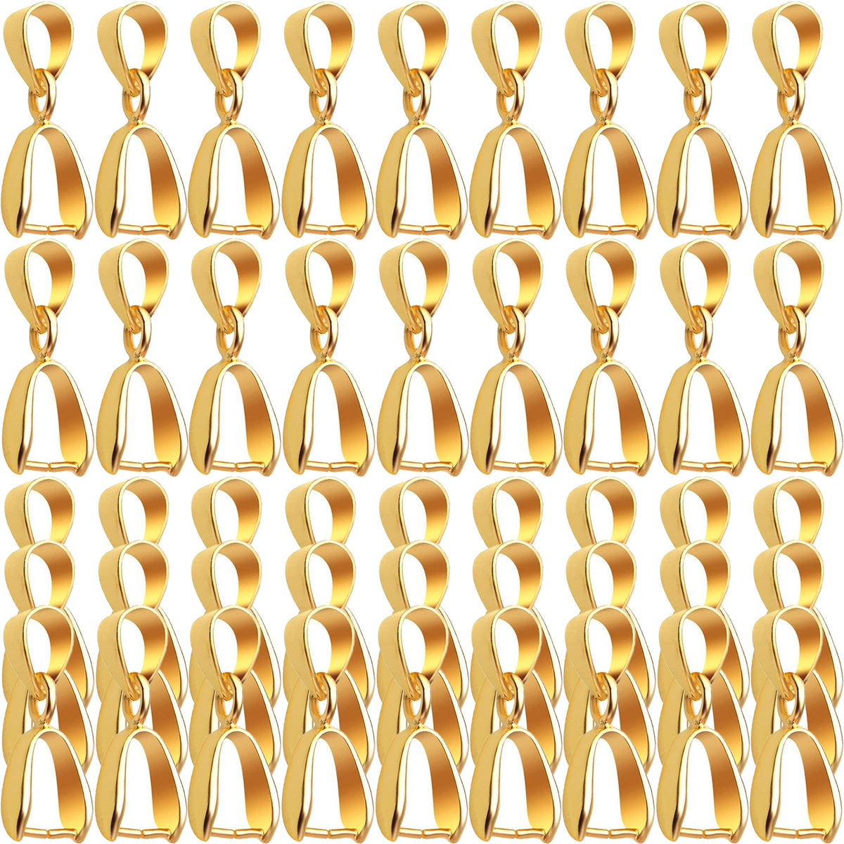45pcs 3 Sizes Pinch Clip Bails Brass Claw Bail Finish Necklace Pendant Clasps Dangle Charm Bead Connectors Findings for DIY Craft Jewelry Making, 3 Colors