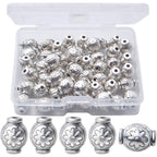 50pcs Spacer Bead Tibetan Spacers Oval Spacer Beads Loose Beads Spacers Jewelry Spacer Charms with A Box for Bracelet Necklace Crafts Jewelry Making Supplies