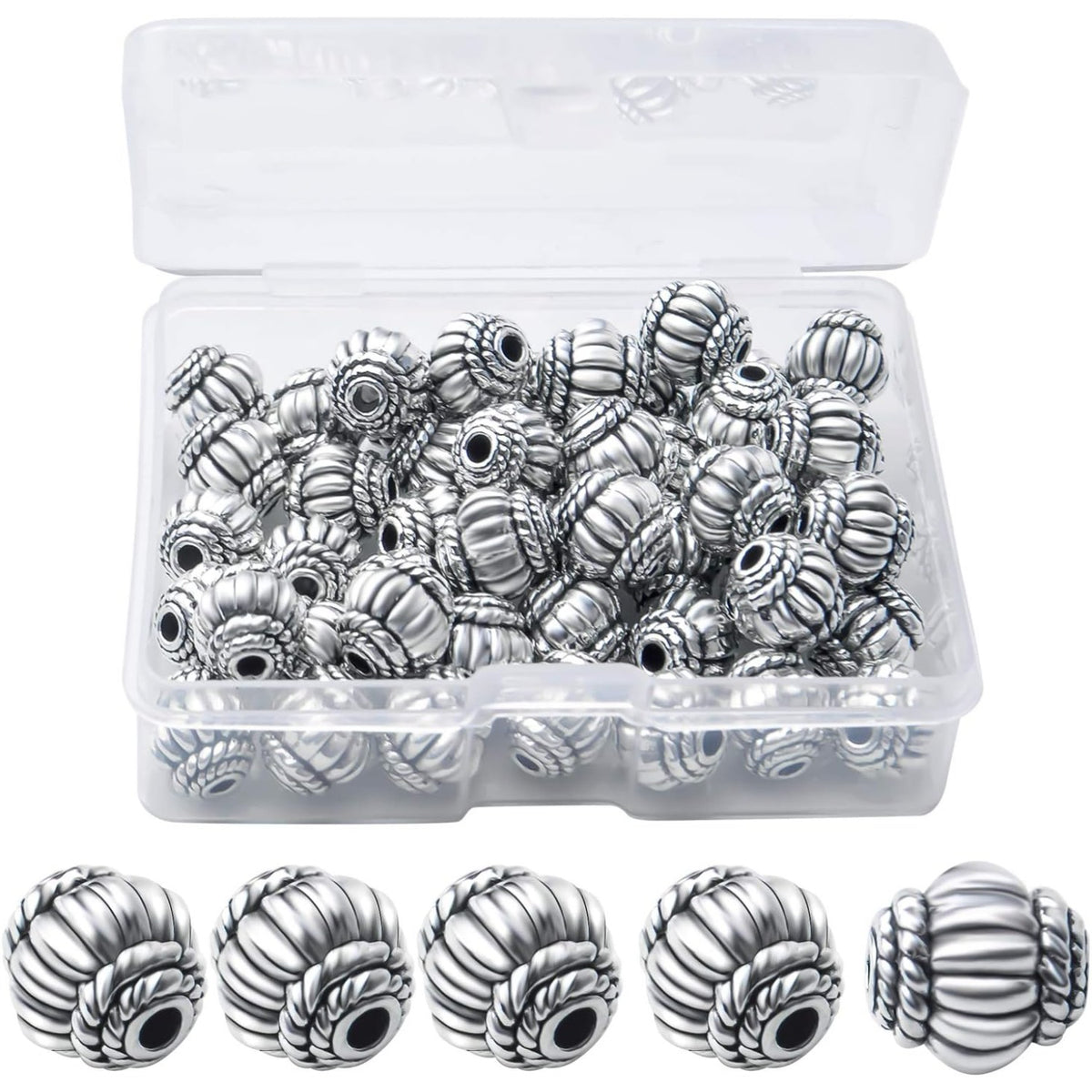 50pcs 8mm Tibetan Spacer Beads Loose Spacer Bead European Style Spacers Beads Bicone Jewelry Beads for Bracelet Necklace Jewelry Making Supplies