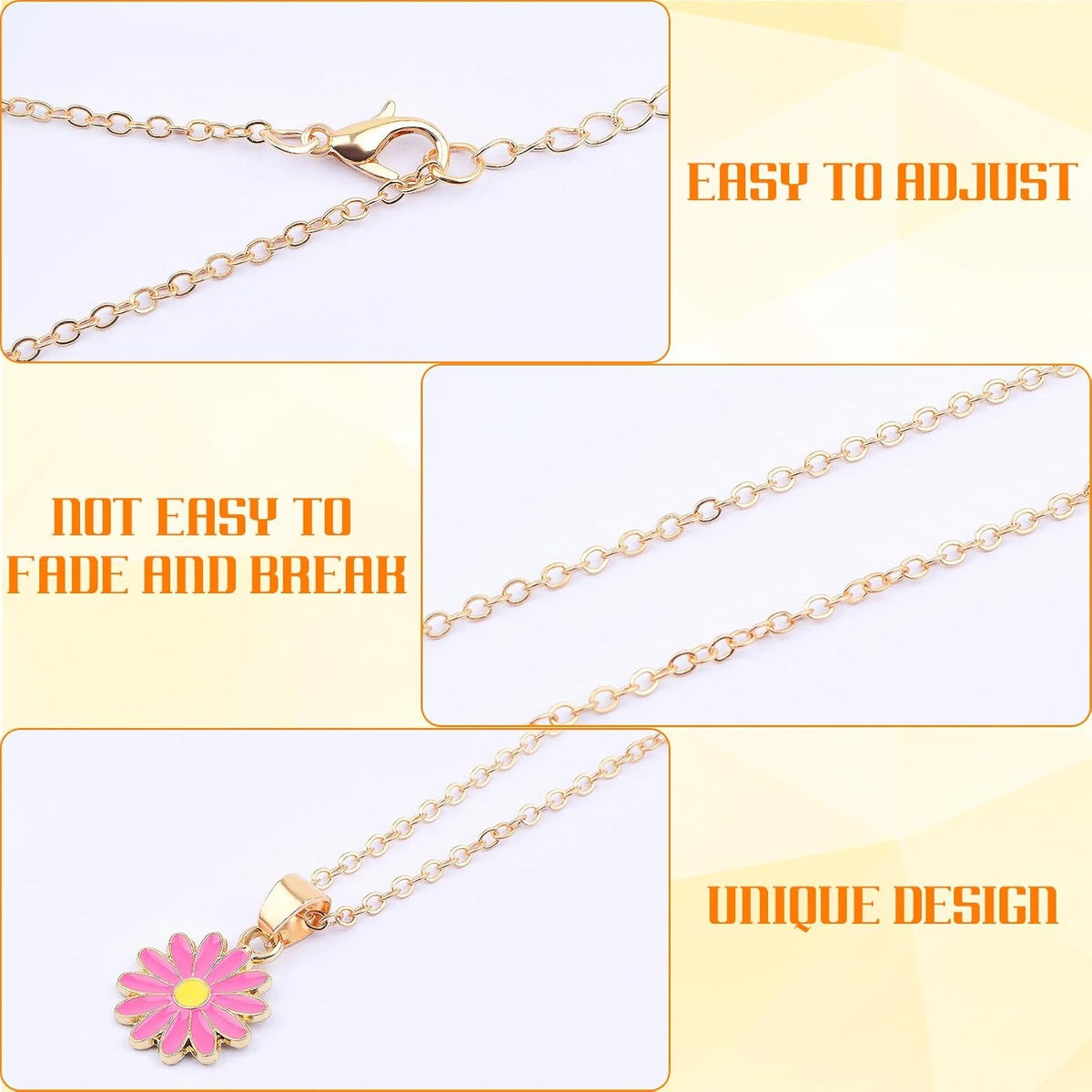 6 Sets Colorful Enamel Daizy Flower Pendant Necklaces Alloy Cute Flower-shaped Charms Y Necklaces with Earring Hooks for DIY Earrings Jewelry Making Decoration Gifts