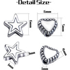 200pcs Alloy Antique Silver Star Heart Spacer Beads for DIY Handmade Charms Bracelets Necklace Accessories Jewelry Crafts Making