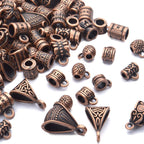 100g (About 120-170pcs) Mixed Antique Copper Bail Beads,Spacer Bead,Bail Tube Beads,Bracelet Charms,Necklace Pendants for Jewelry and Craft Making