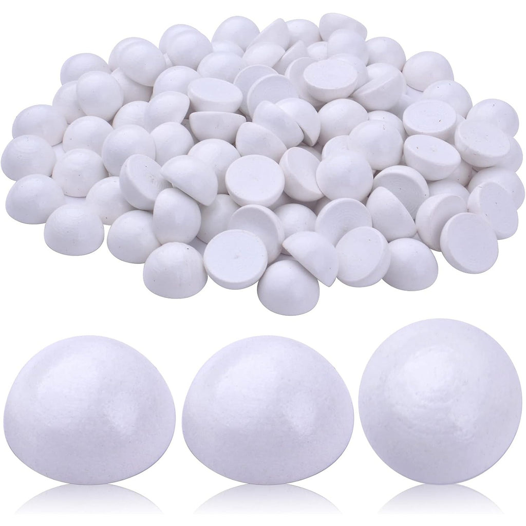 100pcs 15 mm Half Wooden Round Balls Natural Wood Craft Beads Unfinished Split Wood Balls for DIY Paint Christmas Home Party Ornament Art Crafts Decor Supplies, White