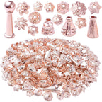 100g Rose Gold Mixed Styles Flower Bead End Caps Flower Spacer Beads Jewelry Making for DIY Necklace Bracelet Earrings Crafts Handmade Decoration