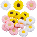 15pcs 20 mm Sunflower Silicone Daisy Flower Focal Flat Flower Shape Spacer Beads for DIY Keychains Lanyards Garlands Crafts Jewelry Making, 3 Colors