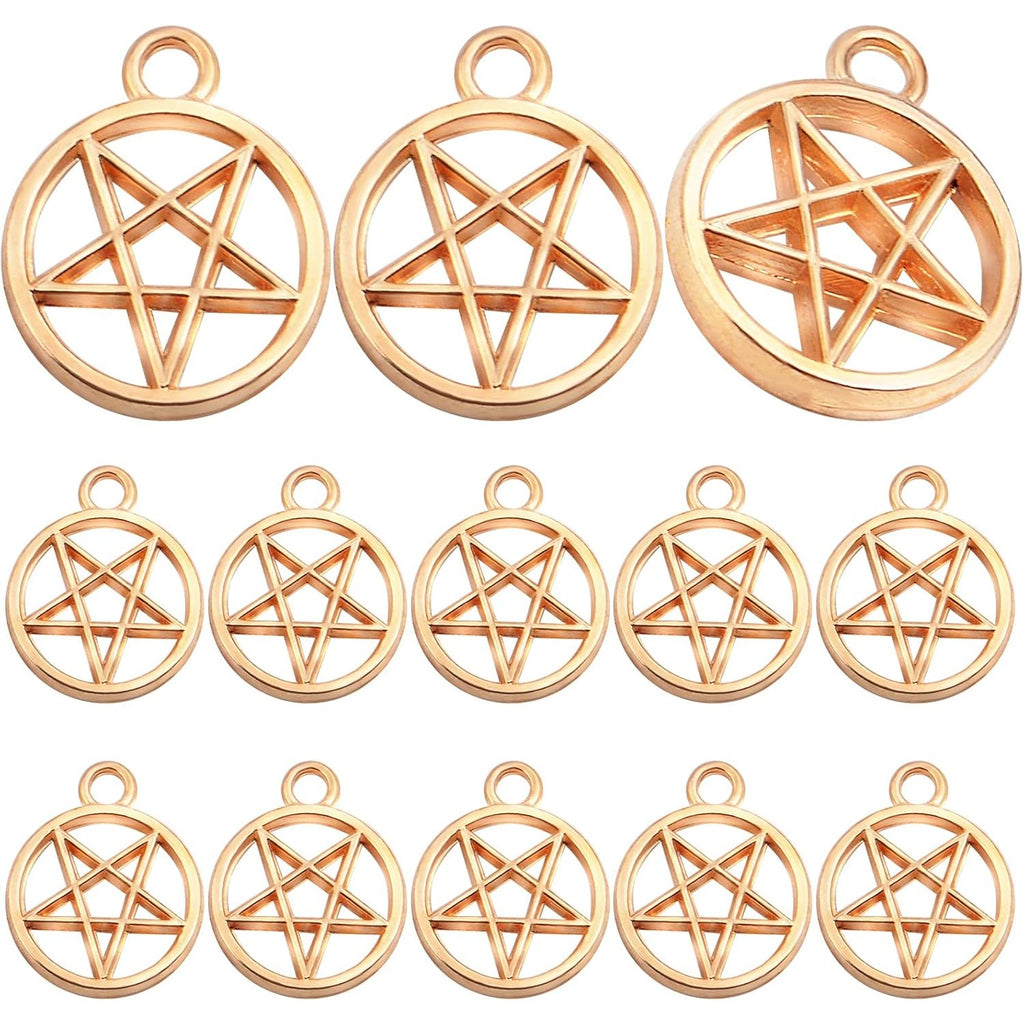 50pcs Silver Pentacle Star Charms Alloy Star Pentagram Pendants Protection Lucky Pentacle Charms Jewelry Making Accessory for DIY Crafts Necklaces Bracelets Earrings