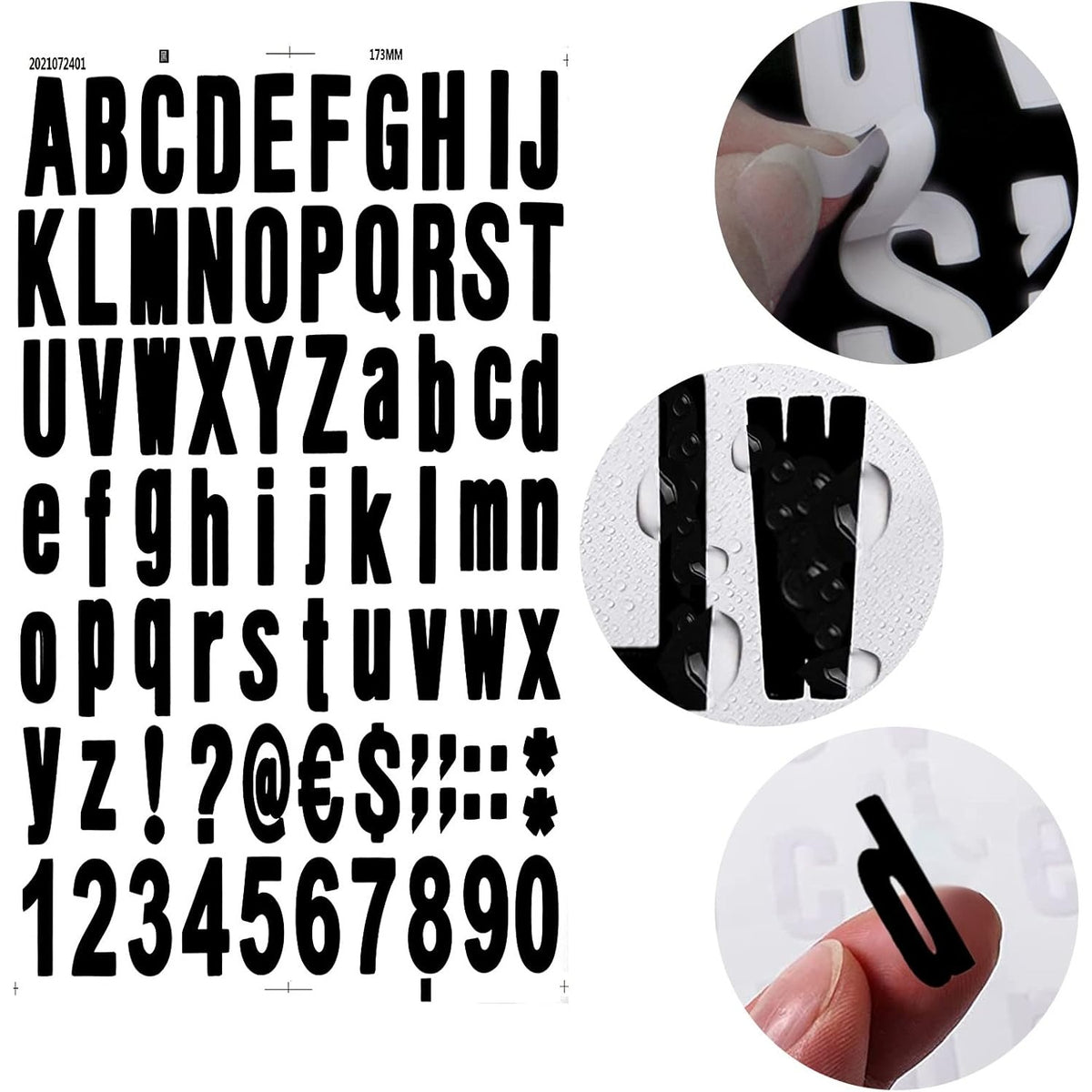 6 Sheets Self Adhesive Vinyl Letters Numbers Kit, Alphabet letter Stickers Waterproof Script Pantry Labels Stickers Decals for Mailbox, Signs, Window, Door, Cars, Business, Address Number, 2 Colors