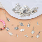 100 Grams Alloy Western Cowbo Cowgi Charms Antique Silver Mixed Cowb Boot Hat Horseshoe Dangle Pendants with 80pcs Split Rings for DIY Necklace Bracelet Earrings Jewelry Making