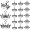 60 Pieces Antique Silver Tiara Crown Charms Vintage Alloy Mini Crown Princess Dangle Pendants Accessories for DIY Necklace Jewelry Making Brithday Party Gifts