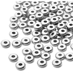 100pcs 6mm Flat Disc Spacer Beads Stainless Steel Round Rondelle Loose Bead Spacers Jewelry Spacers Charms for DIY Necklace Jewelry Making