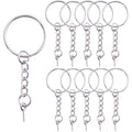 BronaGrand 50pcs 25mm Split Key Ring with Extend Chain and 12mm Screw Eye Pin for Craft Charm Making