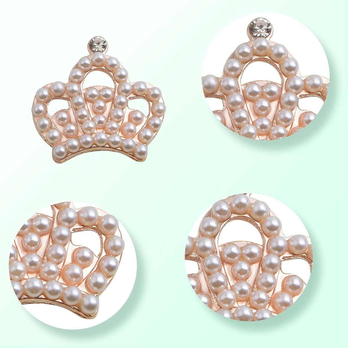 15pcs 3 Styles Flatback Rhinestone Pearl Crown Embellishments Mini Crown Charm Ornaments for Jewelry Making DIY Crafts Phone Back Shell Wedding Present Decor, 2 Colors